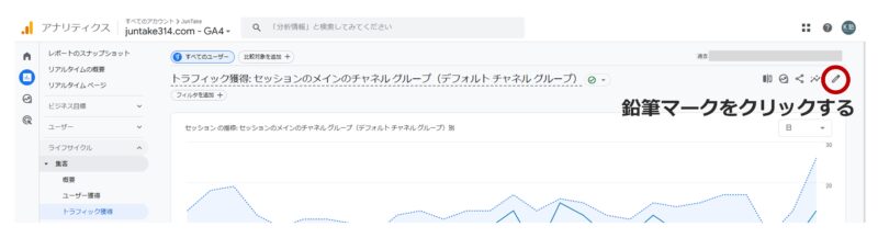 手順2）画面右上の鉛筆マークをクリックする