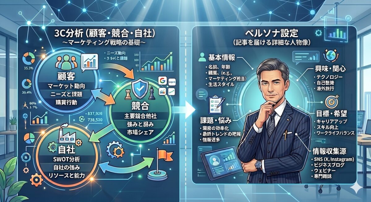 3C分析とペルソナ設定の図解