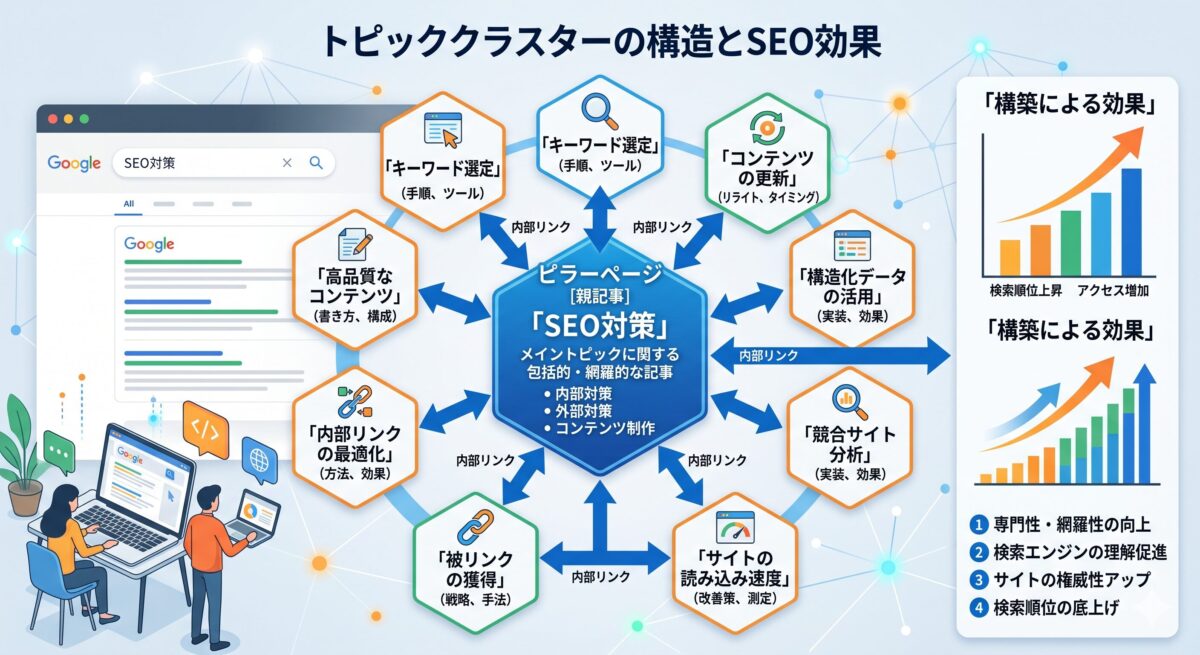 トピッククラスターの概念図